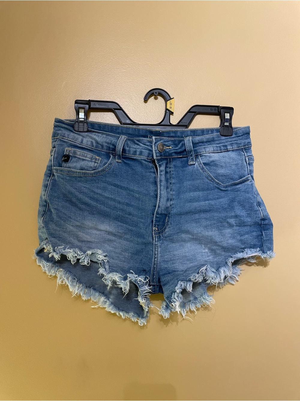 KanCan Distressed Light Blue Denim Frayed Hem Shorts
